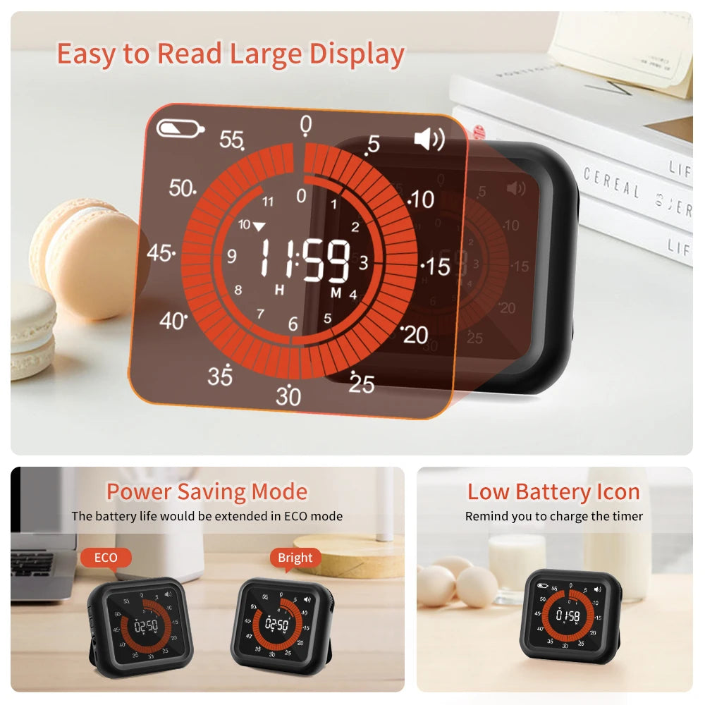 MeesMeek Rechargeable Visual Timer – Manual Countdown for Kitchen & Study
