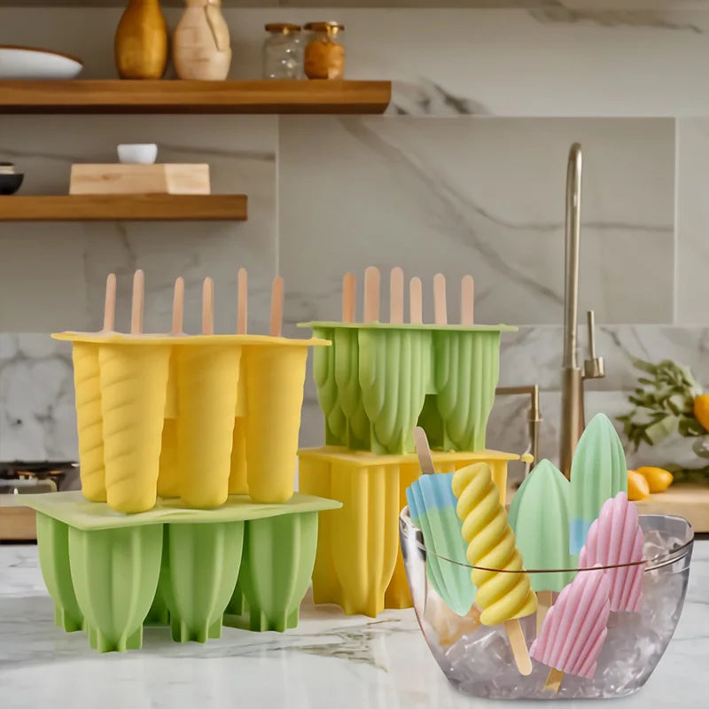 Spiral Silicone Ice Cream Mold – 6-Cavity DIY Popsicle Maker