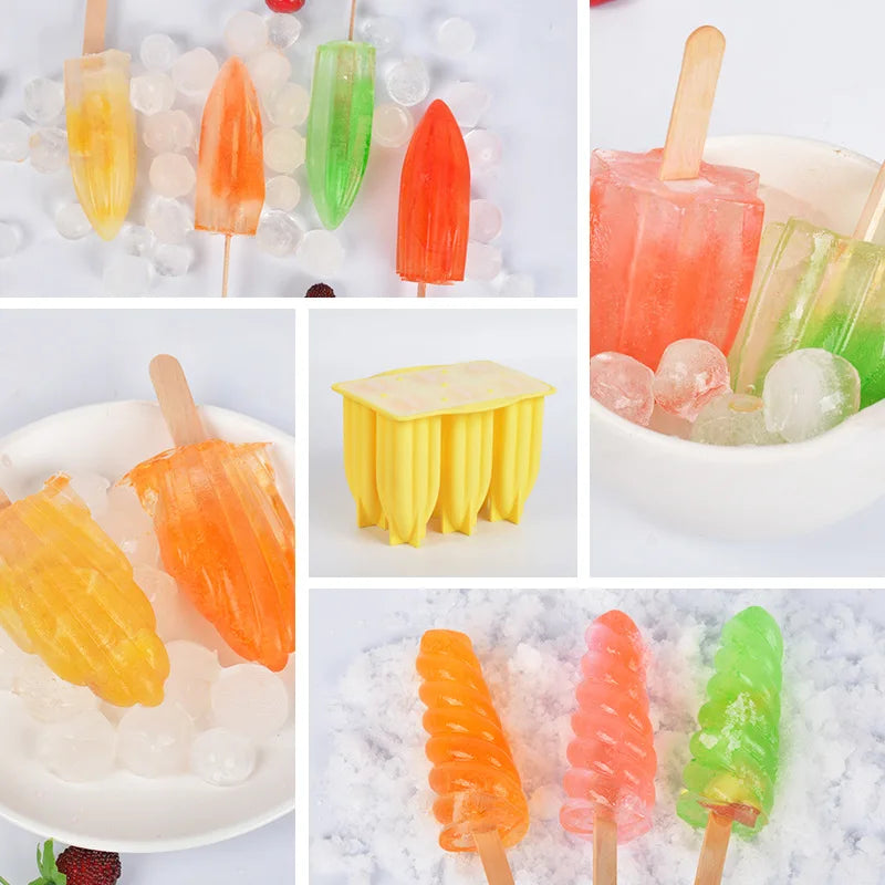 Spiral Silicone Ice Cream Mold – 6-Cavity DIY Popsicle Maker